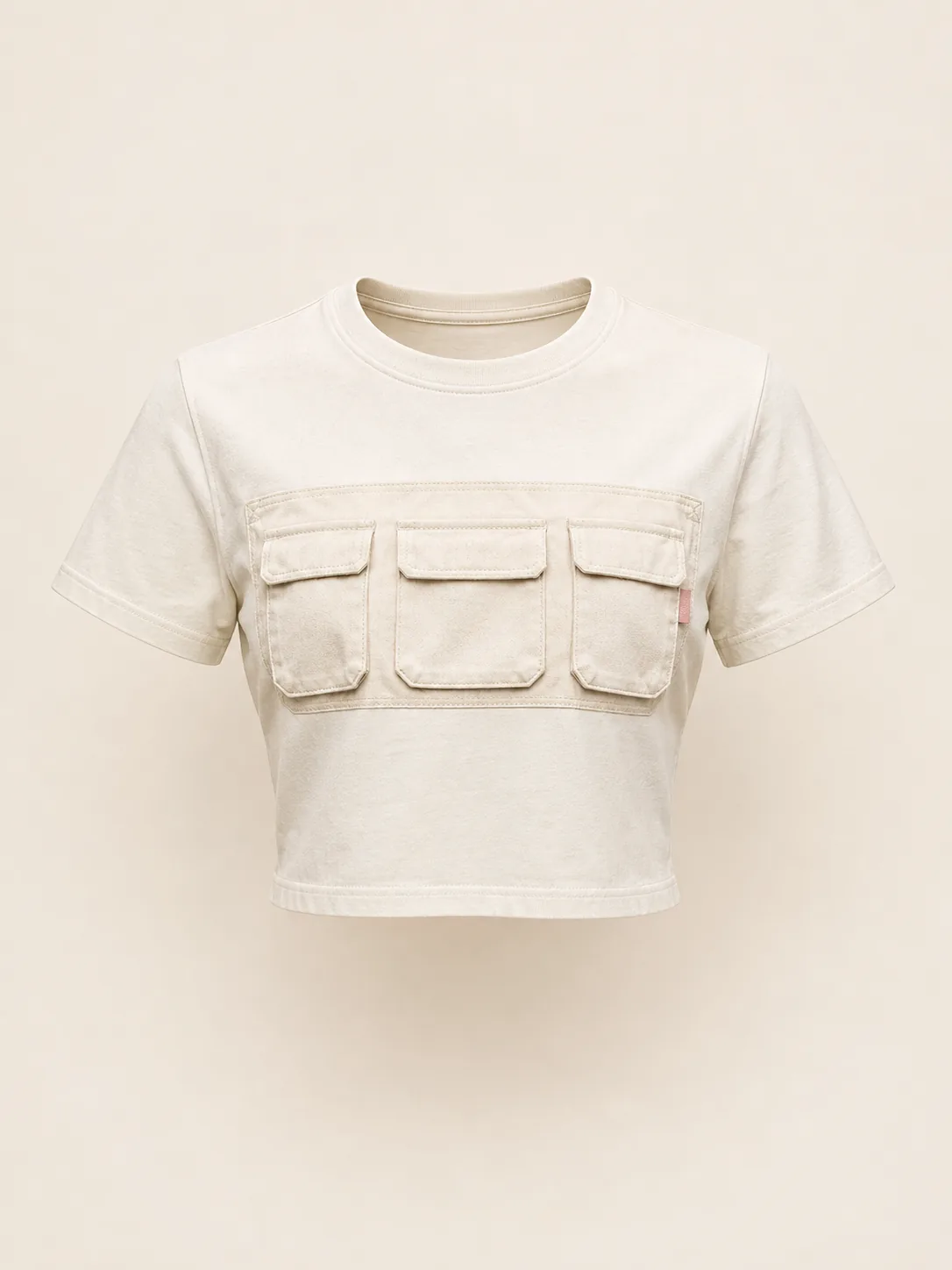 Bib Pocket Tee in Ecru, front view