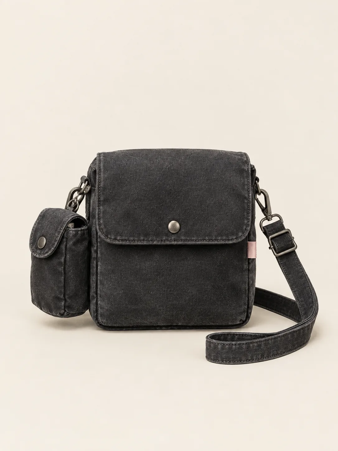 Camera Box Mini Bag in Washed Black, front view