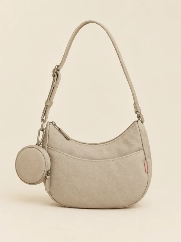Clip Pouch Duo in Stone, front view