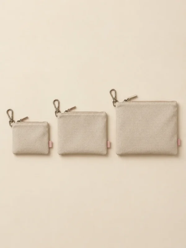 Clip Pouch Trio in Stone, front view