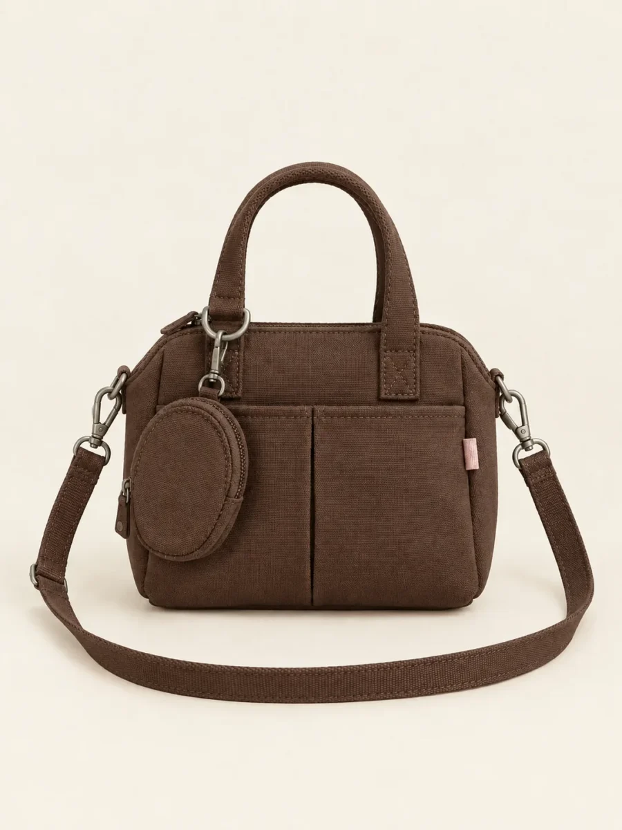 Coin Charm Mini Bag in Cocoa, front view