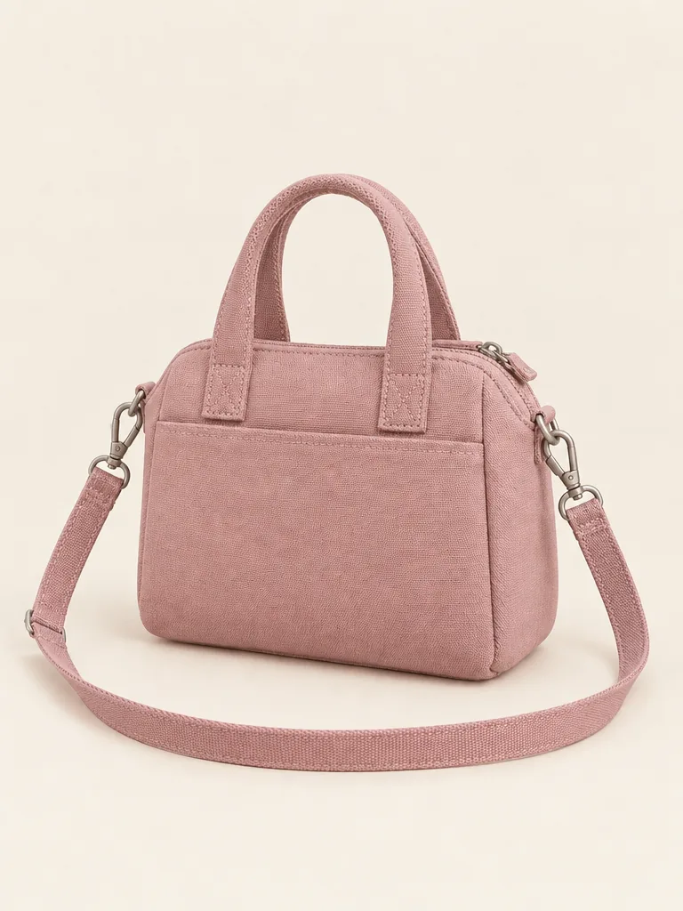 Coin Charm Mini Bag in Rose Chalk, back and side view