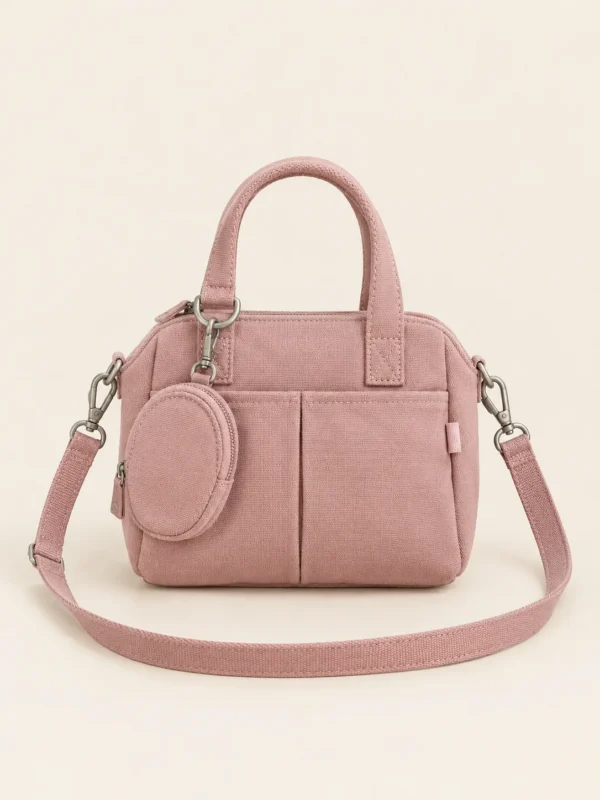 Coin Charm Mini Bag in Rose Chalk, front view