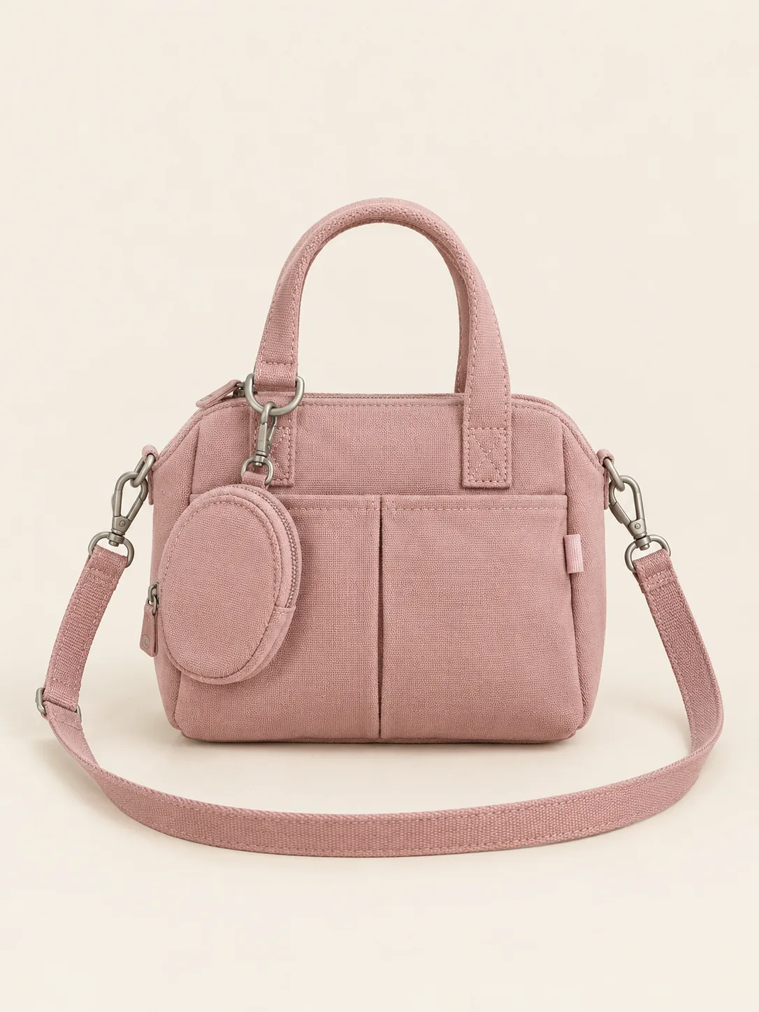 Coin Charm Mini Bag in Rose Chalk, front view