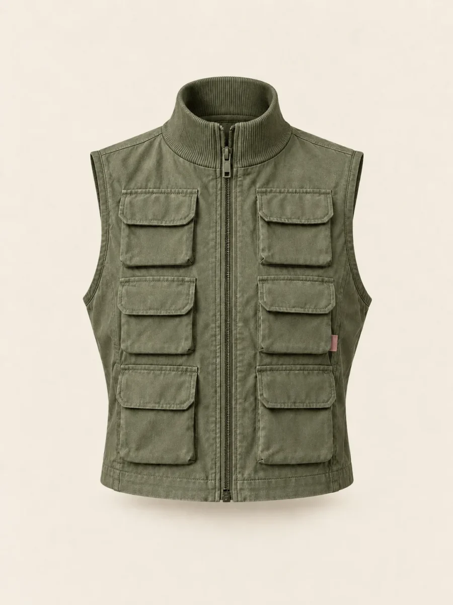 Dockside Eight-Pocket Vest in Olive, front view