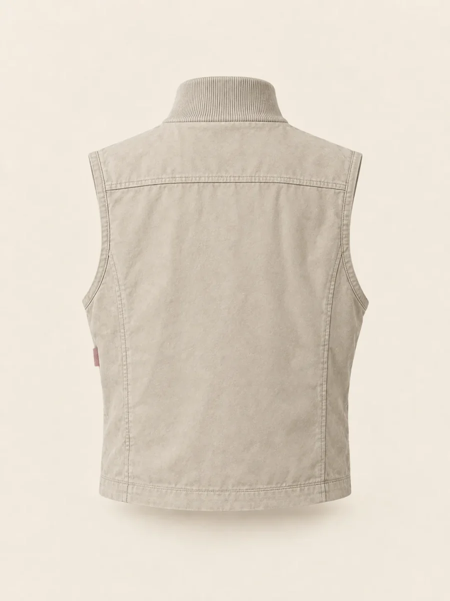 Dockside Eight-Pocket Vest in Stone, back view