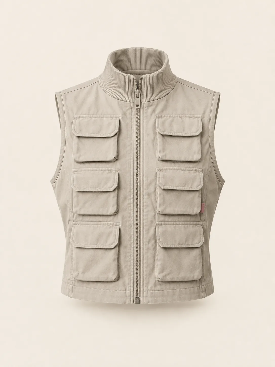 Dockside Eight-Pocket Vest in Stone, front view