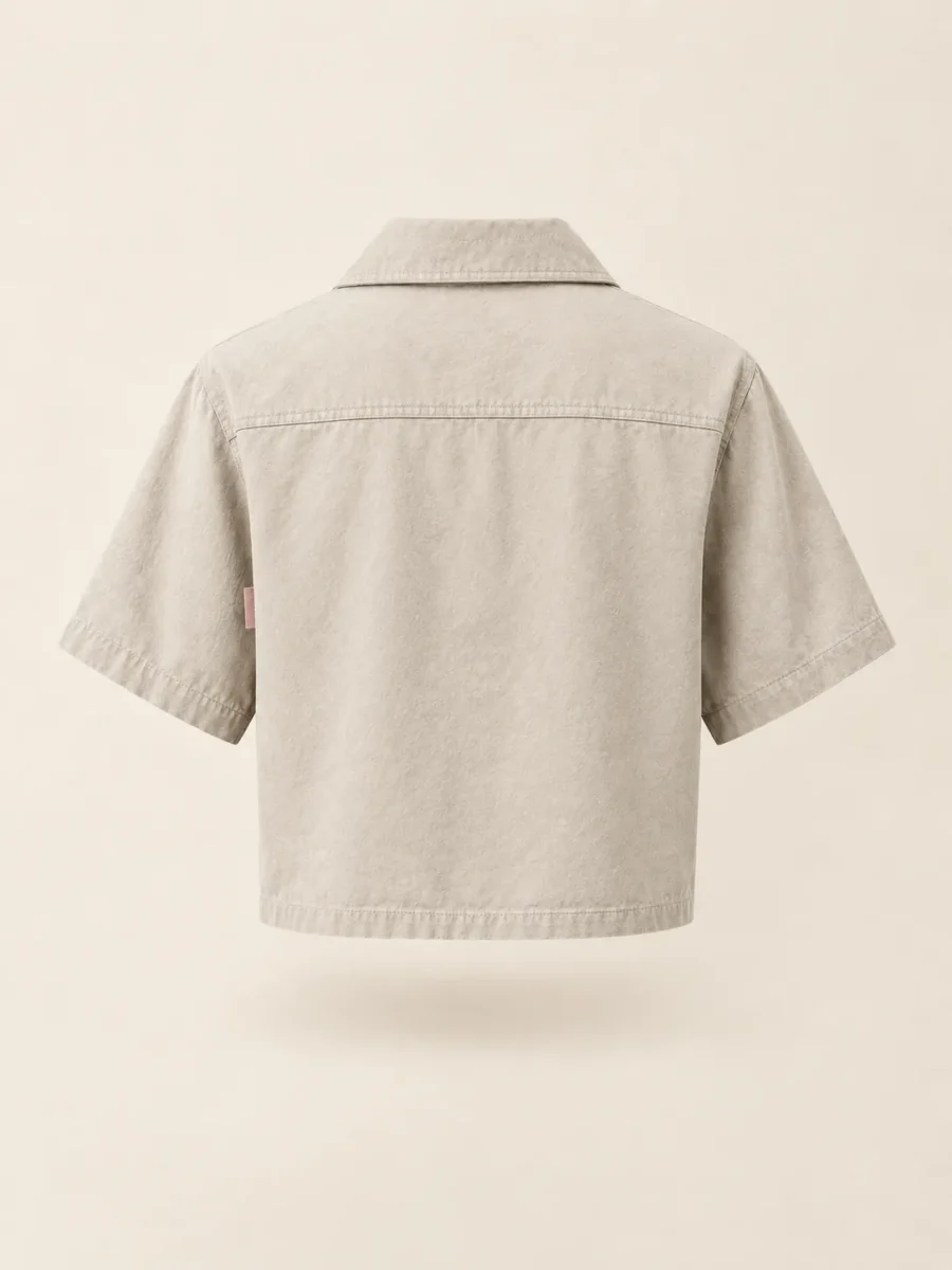 Flap Pocket Camp Crop in Stone, back view