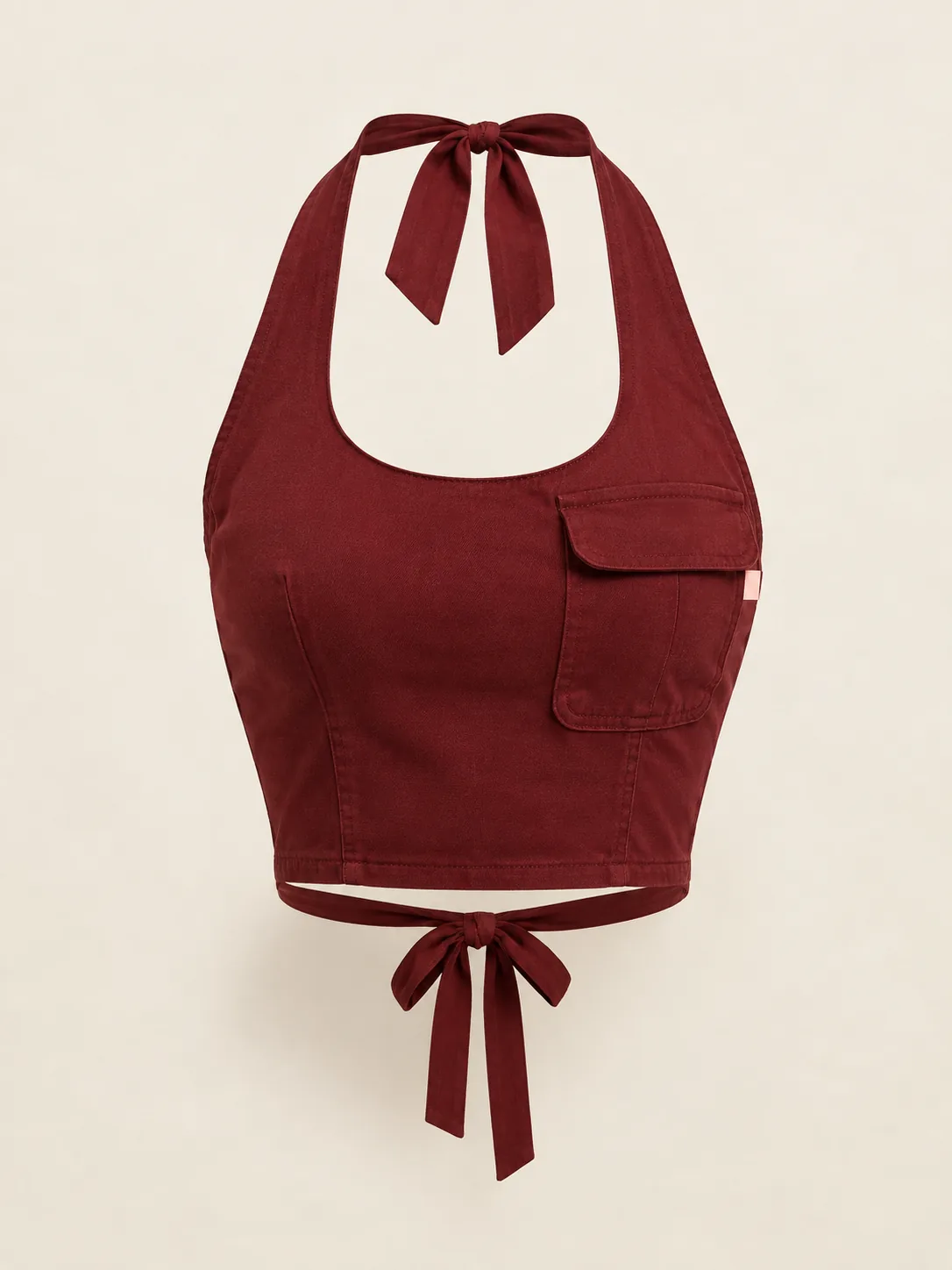 Halter Cargo Top Vest in Cherry, front view