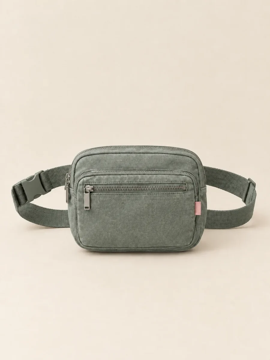 Hip Map Belt Bag in Sage, front view