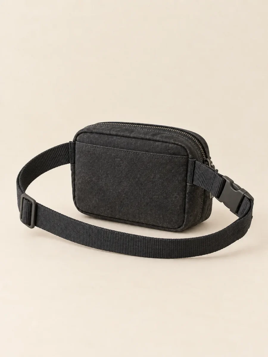 Hip Map Belt Bag in Washed Black, back and side view