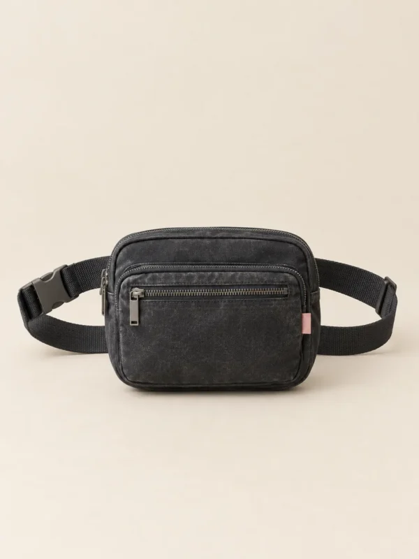 Hip Map Belt Bag in Washed Black, front view