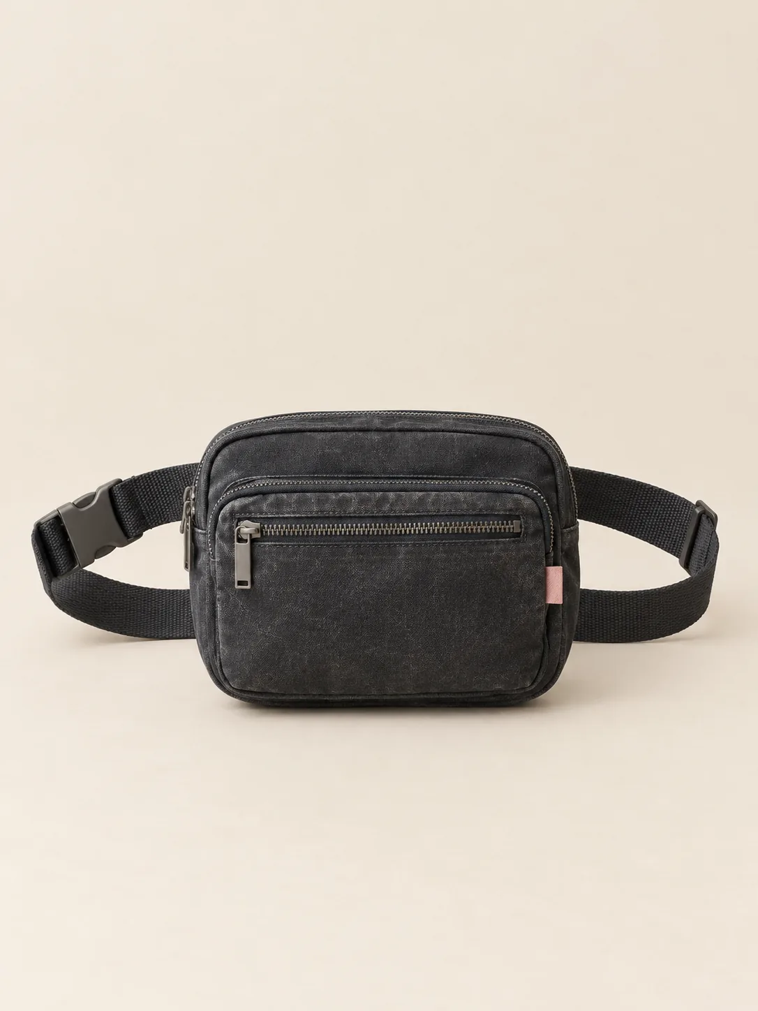 Hip Map Belt Bag in Washed Black, front view