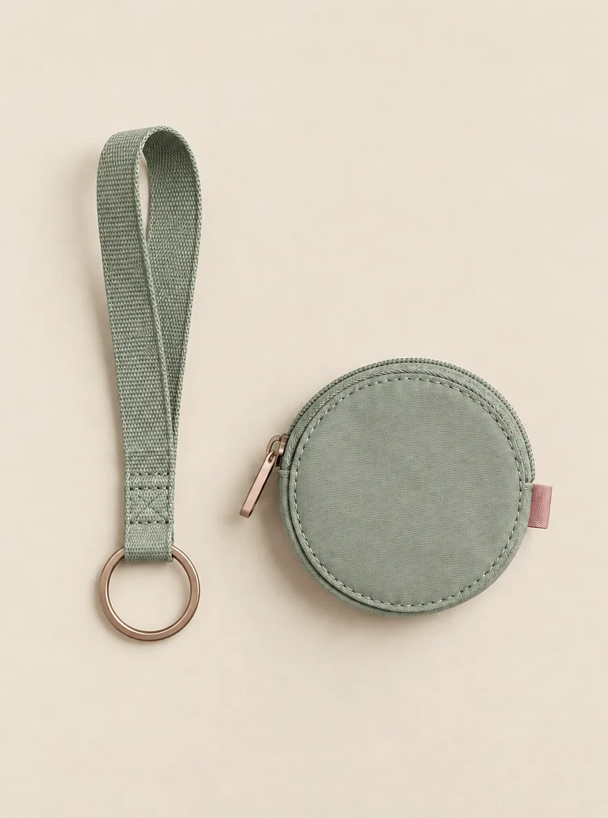 Lanyard & Coin Pouch Set in Sage, front view