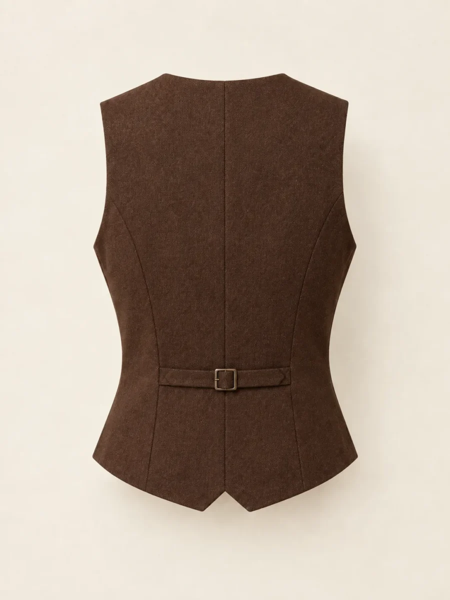 Ledger Tailored Waistcoat in Cocoa, back view