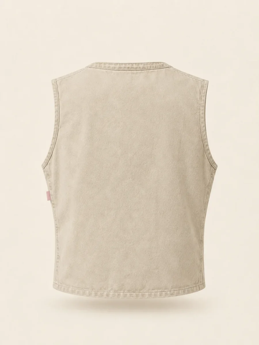 Mapmaker Grid Vest in Stone, back view