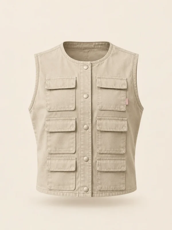 Mapmaker Grid Vest in Stone, front view