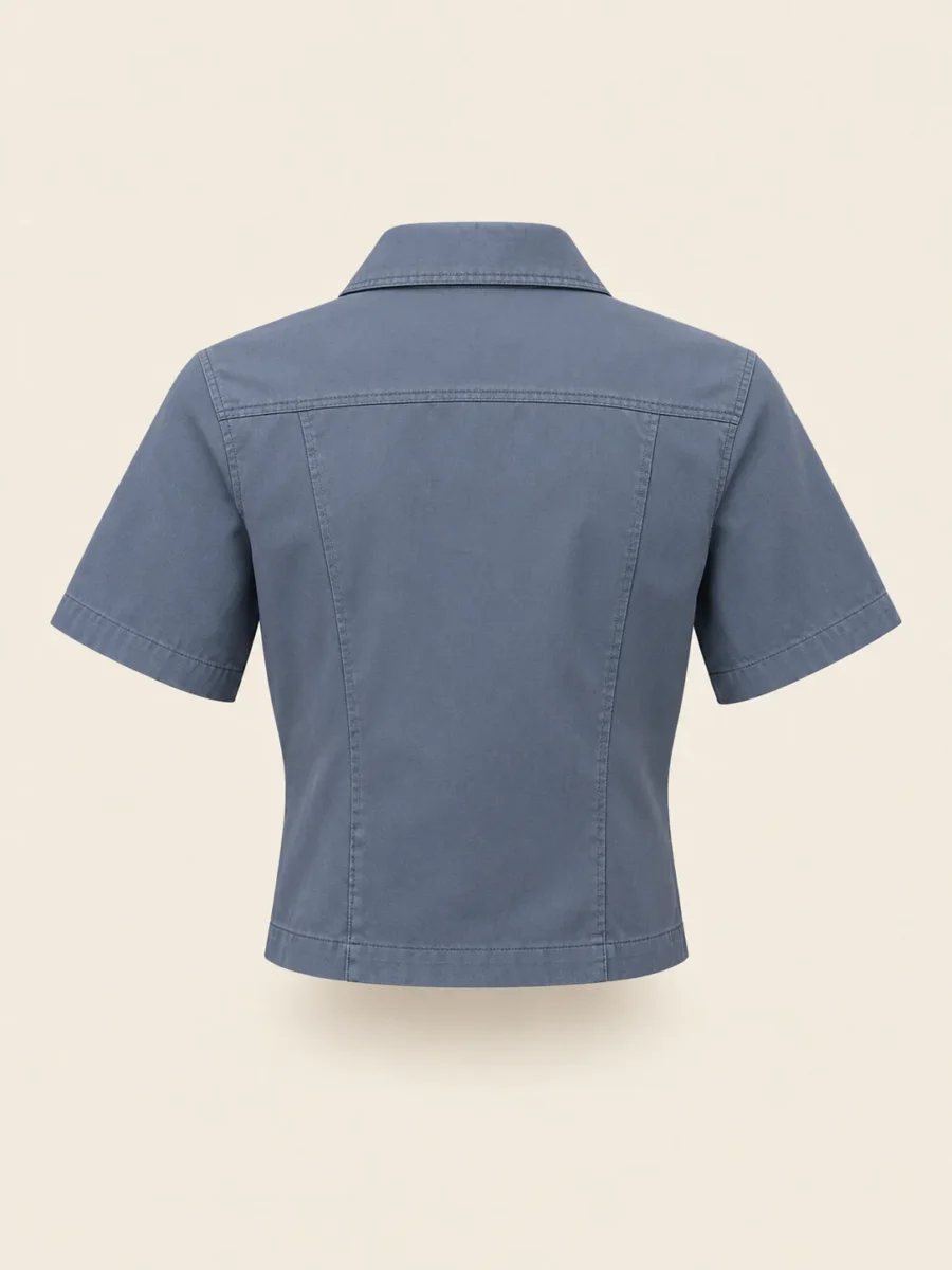 Mechanic Zip Crop in Slate, back view