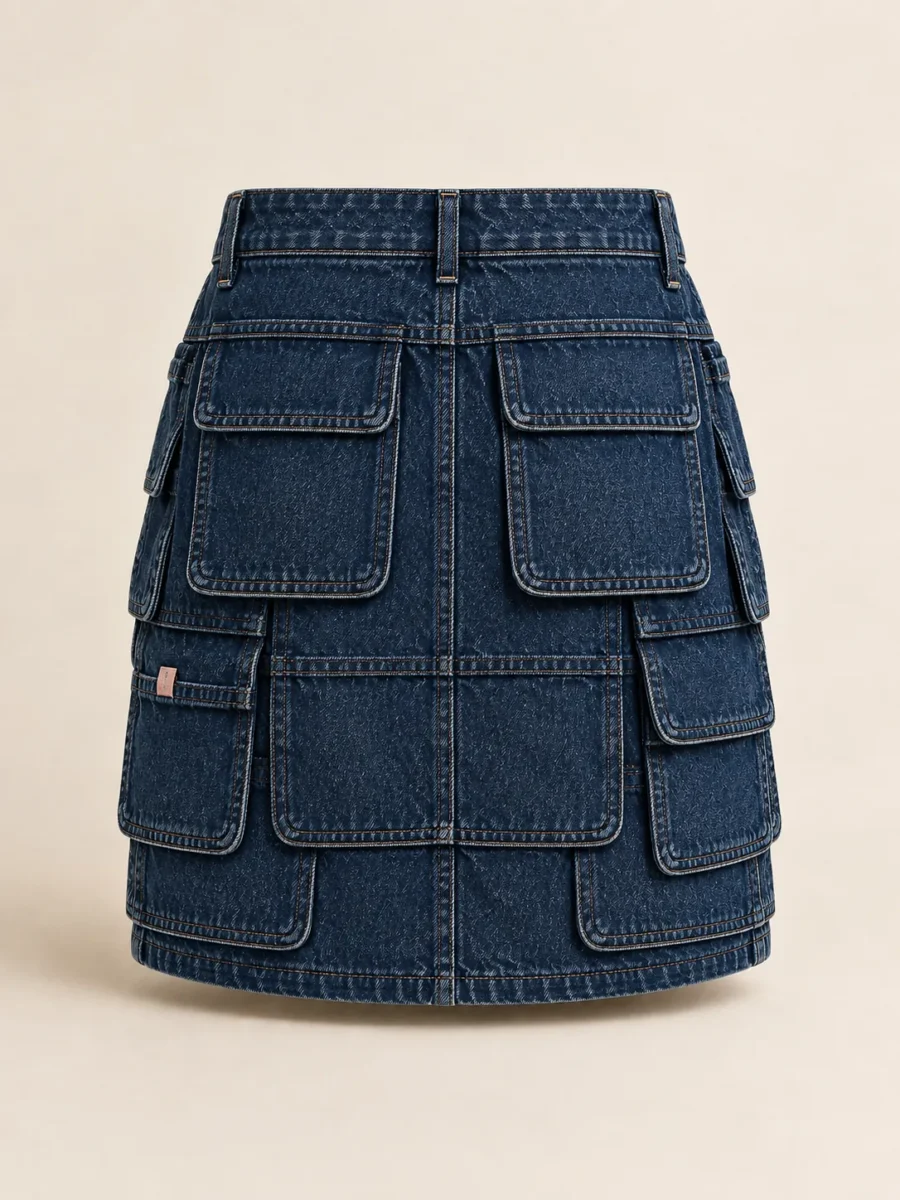 Patchwork Pocket Mini in Indigo, back view
