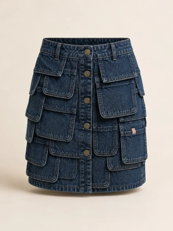 Patchwork Pocket Mini in Indigo, front view