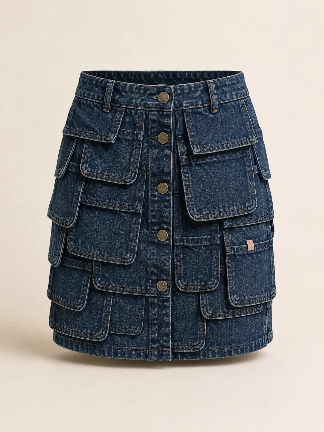 Patchwork Pocket Mini in Indigo, front view