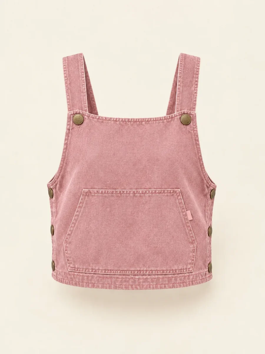 Pinafore Bib Vest in Rose Chalk, front view