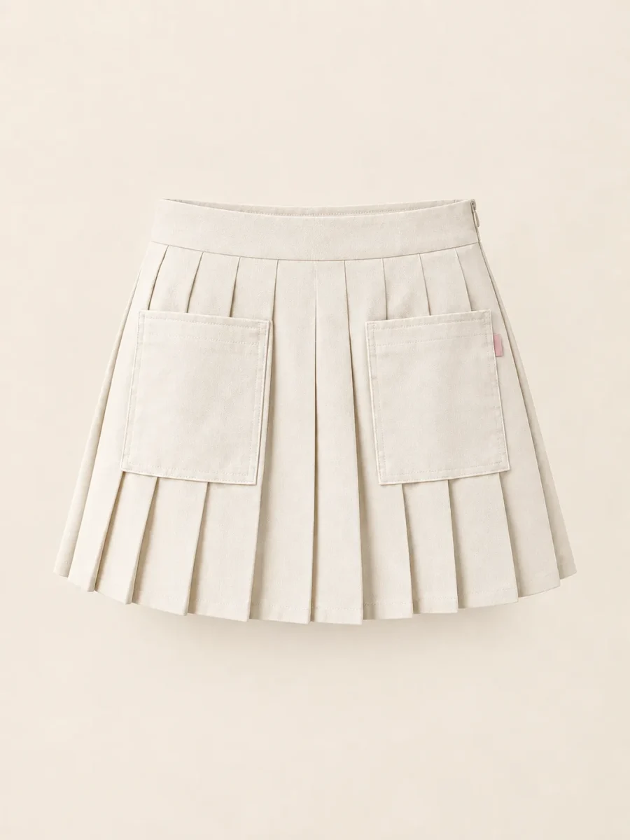 Pleated Pocket Mini in Ecru, front view
