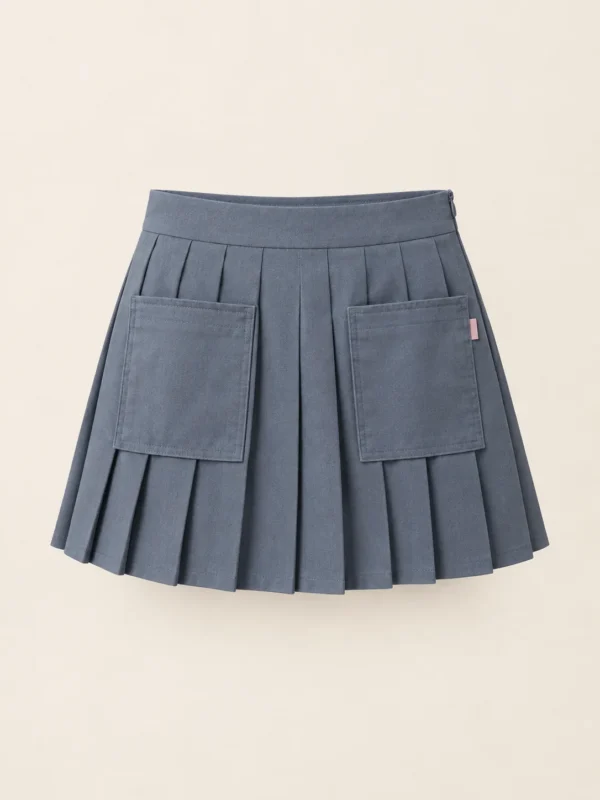Pleated Pocket Mini in Slate, front view