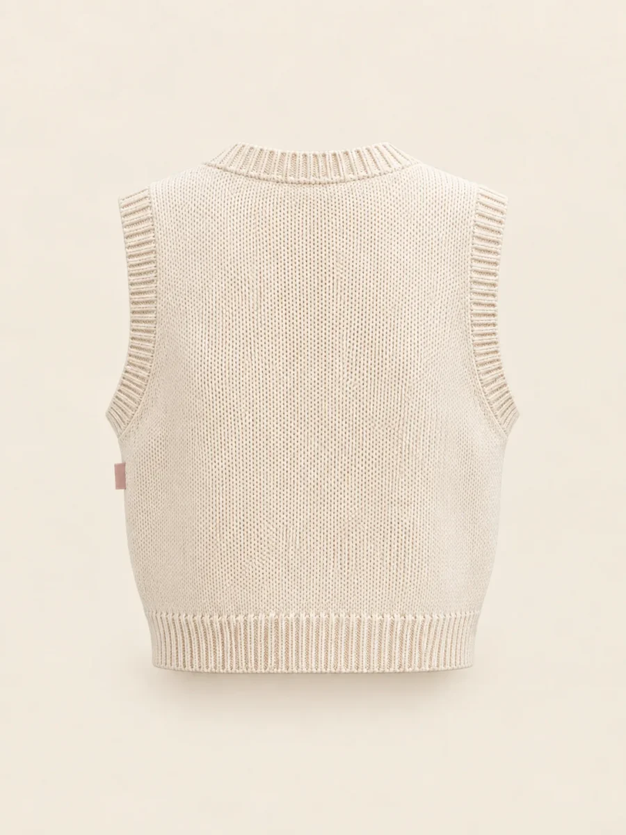 Pocket Knit Vest in Ecru, back view