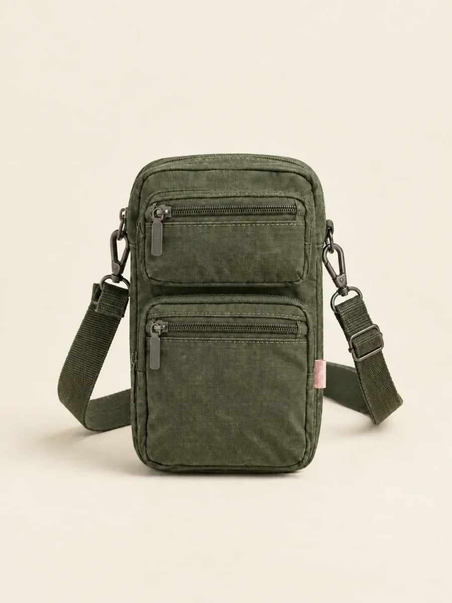Pocket Stack Crossbody in Olive, front view