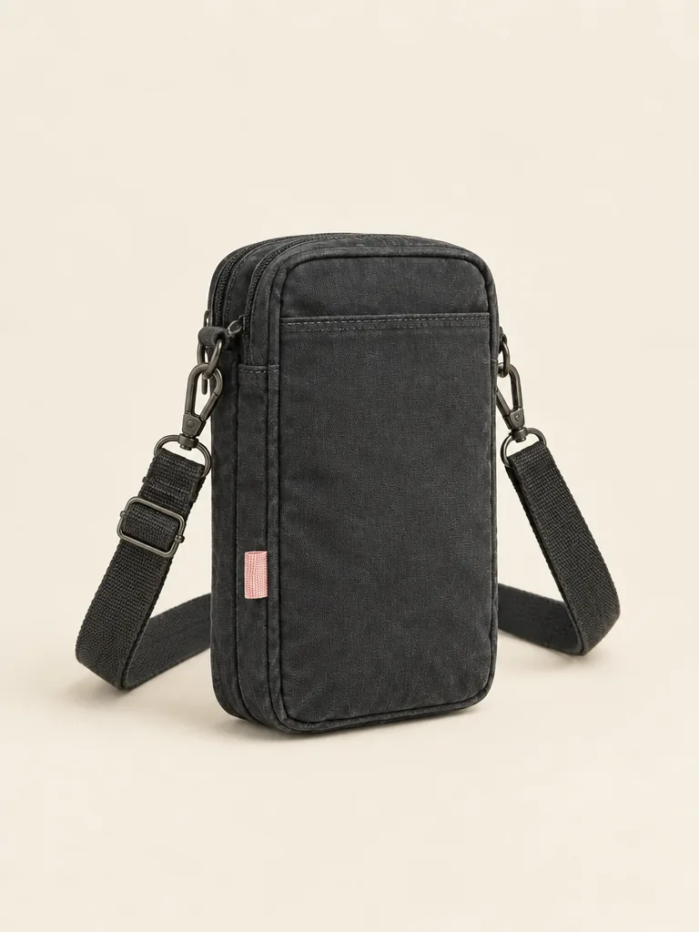 Pocket Stack Crossbody in Washed Black, back and side view