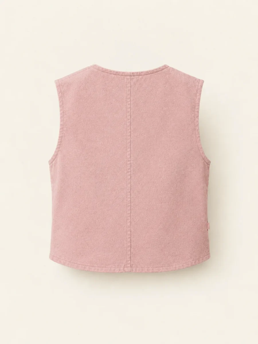 Ribbon Tie Vest in Rose Chalk, back view