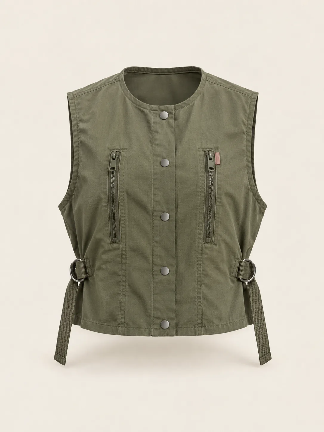 Satchel Strap Vest in Olive, front view