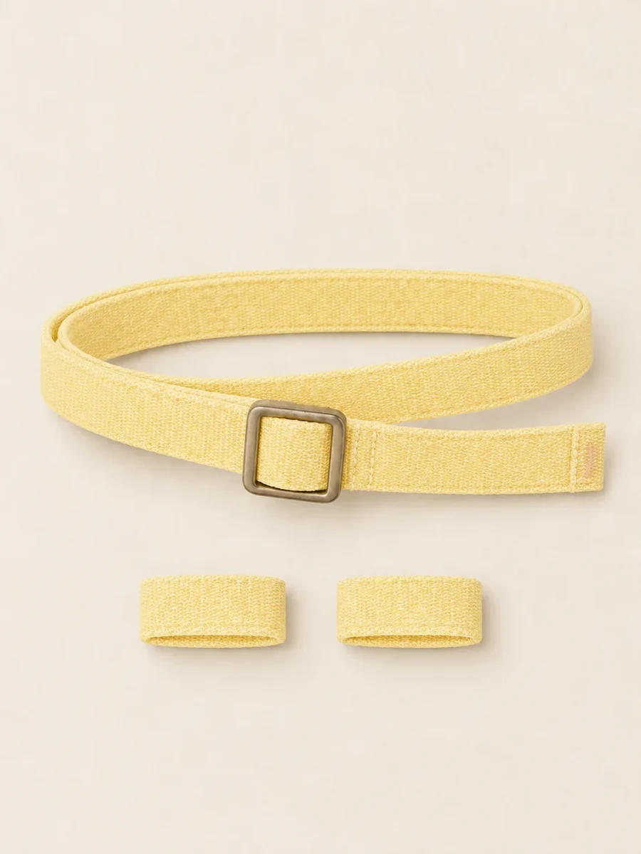 Skinny Belt & Keeper Set in Butter, front view