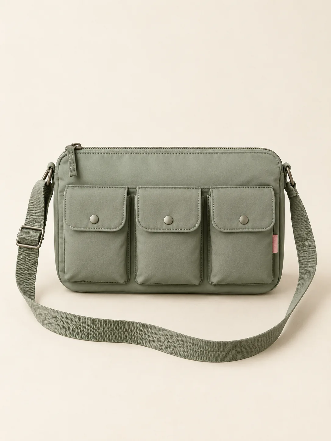 Snap Grid Crossbody in Sage, front view