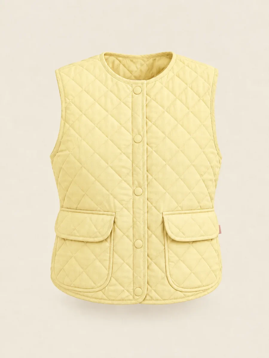 Snapshot Quilted Vest in Butter, front view