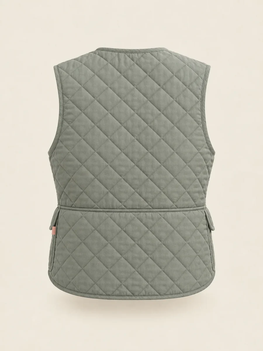 Snapshot Quilted Vest in Sage, back view