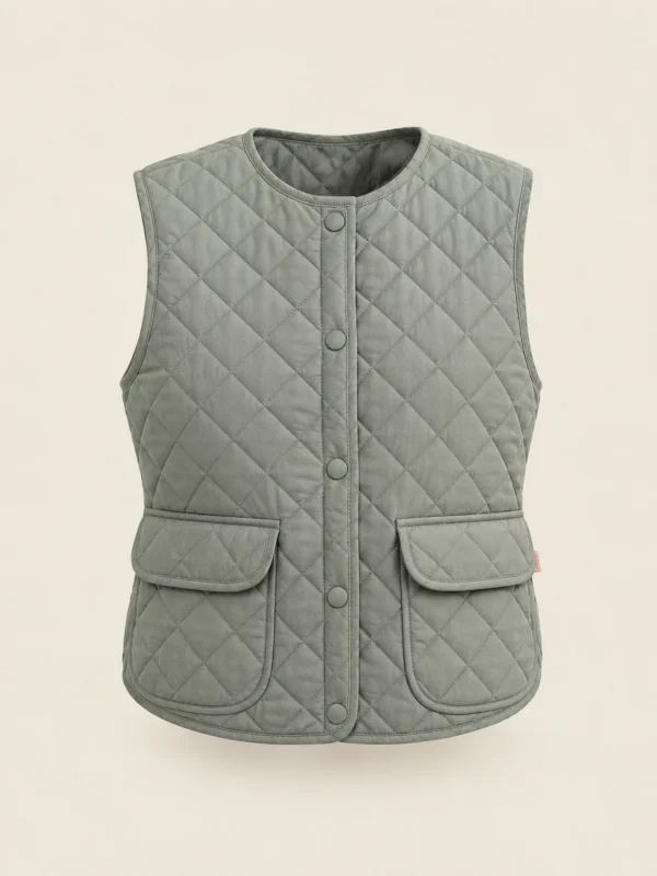 Snapshot Quilted Vest in Sage, front view