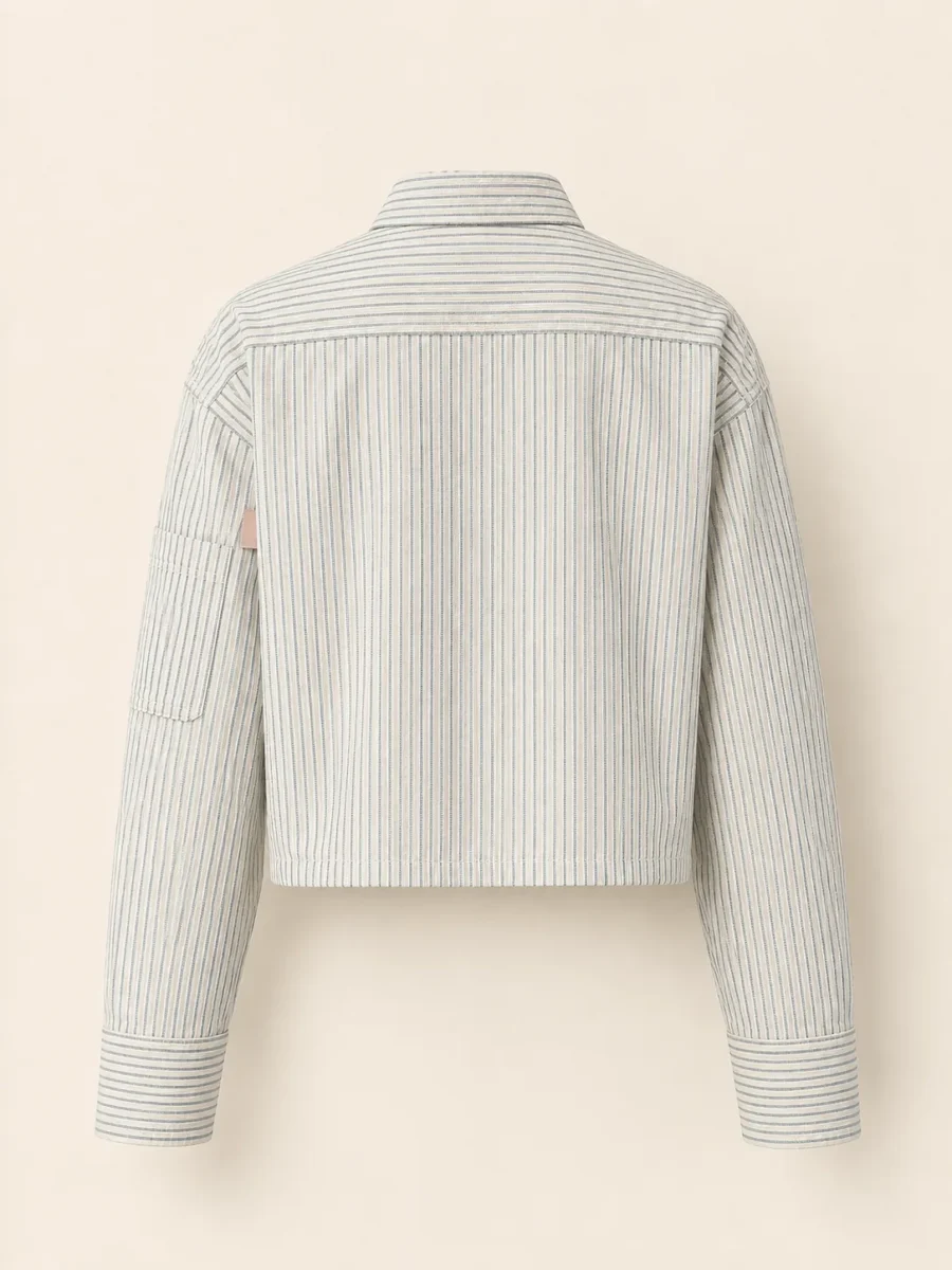 Ticket Pocket Stripe Shirt in Slate, back view