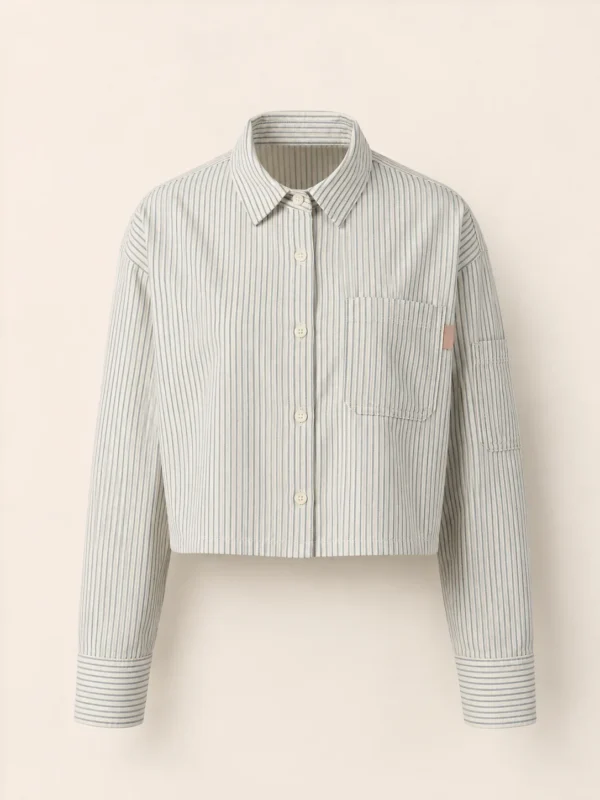 Ticket Pocket Stripe Shirt in Slate, front view