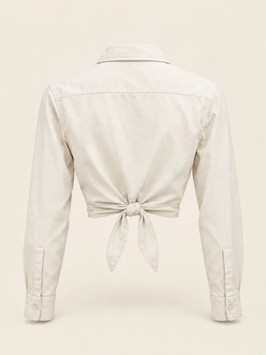 Tie Front Work Shirt in Ecru, back view