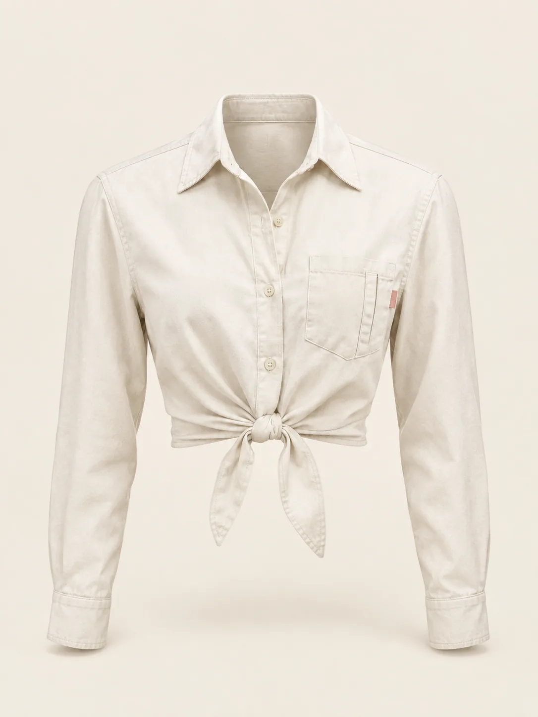 Tie Front Work Shirt in Ecru, front view