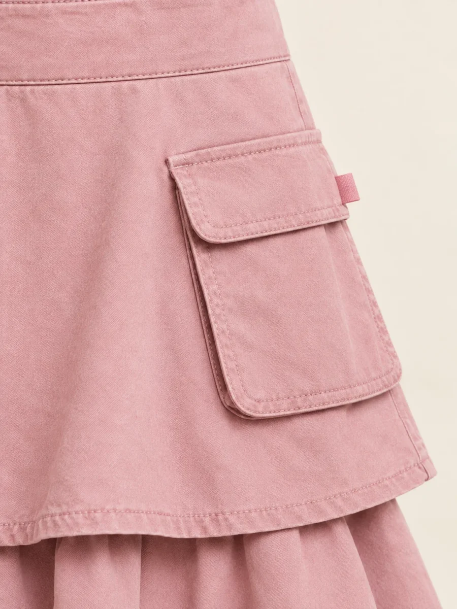 Tiered Cargo Mini in Rose Chalk, close-up of pockets and hardware