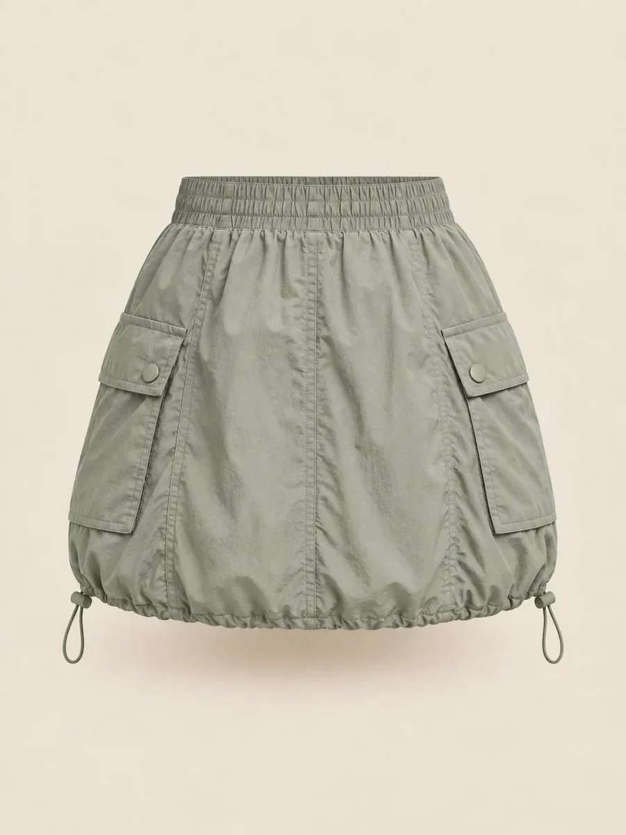 Toggle Hem Parachute Mini in Sage, back view