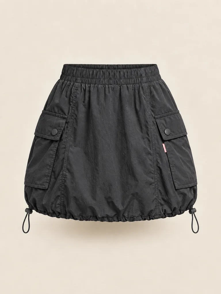 Toggle Hem Parachute Mini in Washed Black, front view