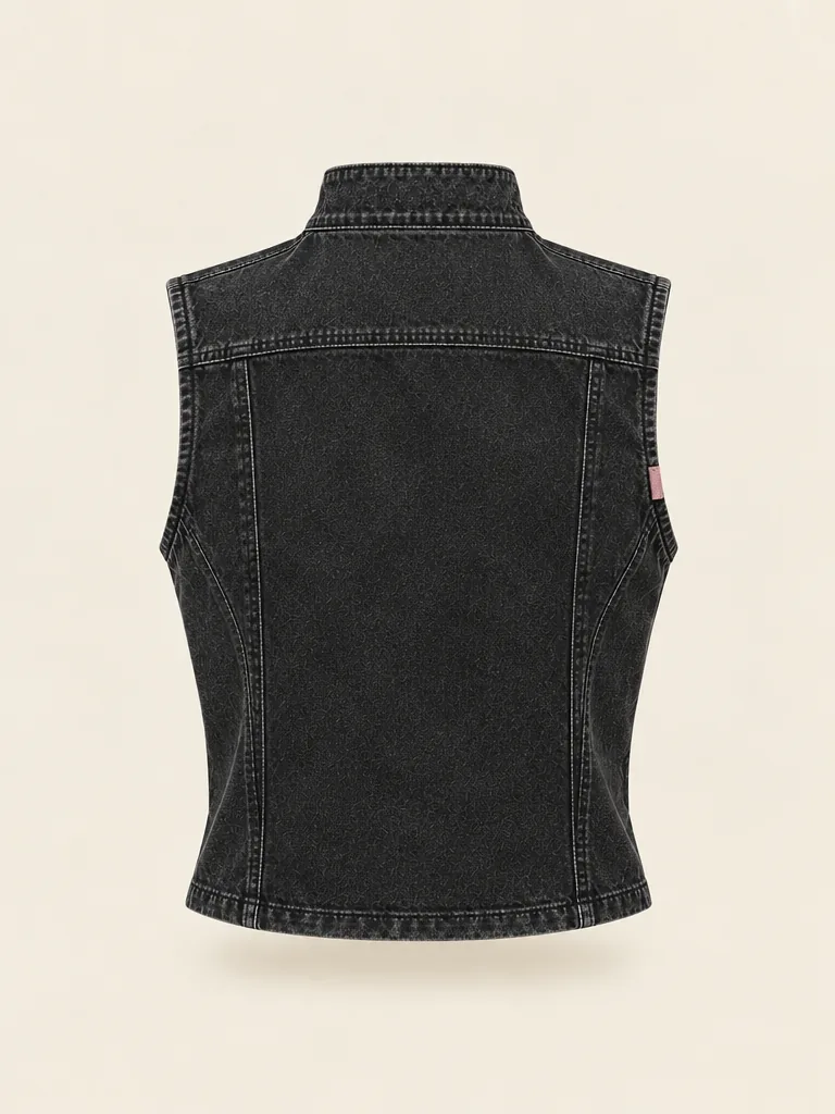 Transit Zip Vest in Washed Black, back view