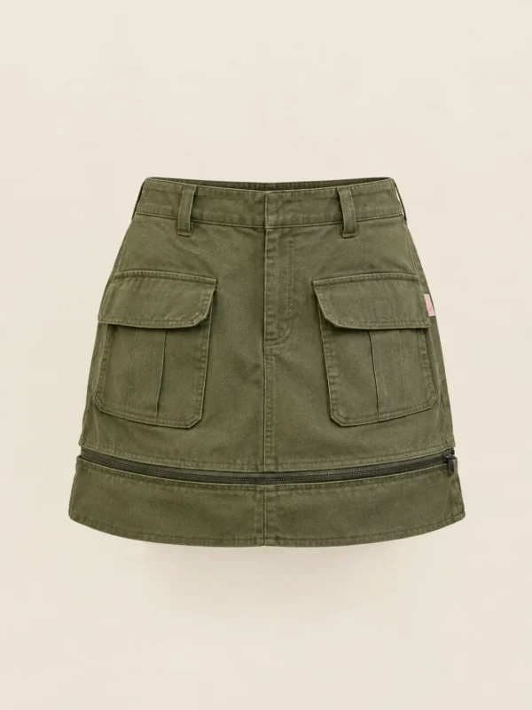 Zip-Off Hem Mini in Olive, front view